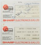Manchester United- two 1980s season signed ticket stubbs, one signed George Best:,