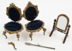 A pair of 20th century doll's house fauteuil:,