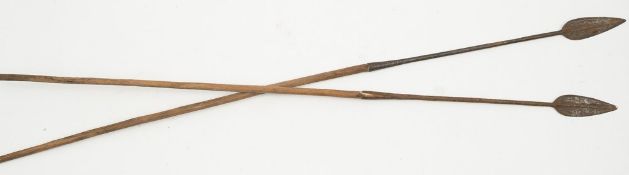 Two Asagai spears: and a North African Tourag takuba sword.