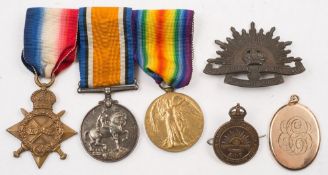 An Australian WWI trio '2713 Pte E Burridge 2/Bn AIF':, 1914-14 Star, War Medal and Victory medal,