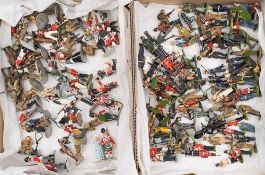 Britains and others, a collection of various hand painted and overpainted soldiers:,
