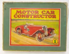 A Meccano No1 Constructor Car Set in red and black:,