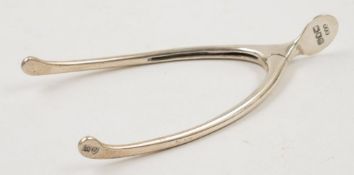 A pair of Edwardian silver wishbone sugar tongs, maker Henry Stuart Brown, London 1907:,