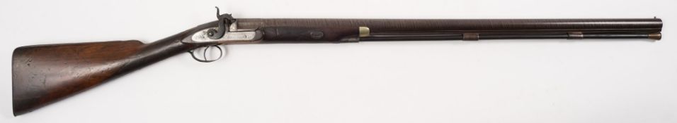 A 19th century single barrel percussion cap sporting gun:,