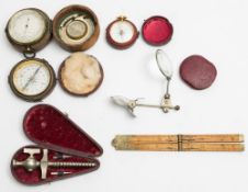 A 19th century gilt pocket barometer:, unsigned,