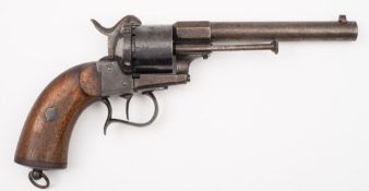 A 19th century Belgian six shot single action pinfire revolver by E Lefaucheux, Brevete:,
