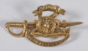 An Edwardian silver gilt Royal Artillery sweetheart bar brooch, maker MB, Birmingham 1907:, 2.