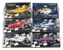 Minichamps a group of six Formula One racing cars: to include, Brawn, Williams, Lotus Ford,