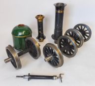 Three and a half inch gauge:, three pairs of twelve spoke wheels, two funnels, brake and dome.