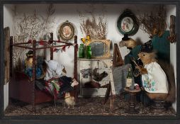 An early 20th century Potteresque taxidermy scene 'The Artist and The Peeping Stoat':,