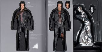 Two Hot Toys 1/6th scale Terminator Judgement Day figures 'T-800' (DX10) and 'T-800 Battle Damaged