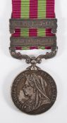 A Victoria India Medal with two clasps to 3677 Pte G Saunders 1.DCLI:.