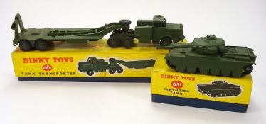 Dinky No 660 Mighty Antar Tank Transporter:, green with black treaded tyres,