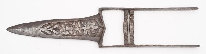 A late 17th/early 18th century Indian steel katar:,