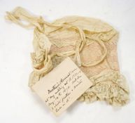 A Victorian Honiton lace trimmed bonnet:,