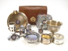 Union Castle Line- a collection of silver plated table wares and enamel ashtrays etc:,