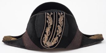 A George V County Lieutenant's bicorn hat:, with silver and gilt braiding by Ede & Ravenscroft,