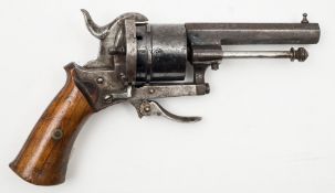 A Belgian six shot single action pinfire revolver:,