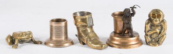 A group of ten 19th century and later brass vesta holders:,