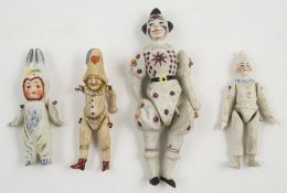 A group of four late 19th century continental bisque miniature dolls:,