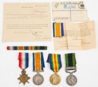 A WWI group of four to 58225 Spr S H Coleridge RE:, 1914-15 Star, War Medal,