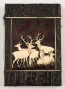 A late Victorian ivory and antler mounted card case:,