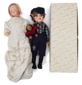 An Armand Marseille bisque head baby doll:, moulded hair,