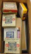 A collection of 3 inch diapositive lantern slides:, including several hand coloured boxed sets,