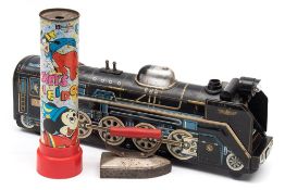 A battery operated tinplate locomotive:,