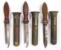 Three Italian diver's knives by Galezzi:, both with flat double edged blades,