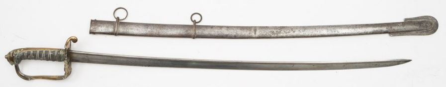 A Victorian Infantry Officer's sword: the single edge pie backed blade with crown and 'VR' cypher,