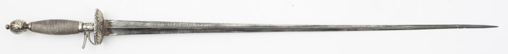 A late 18th century Continental silver hilt small sword:,