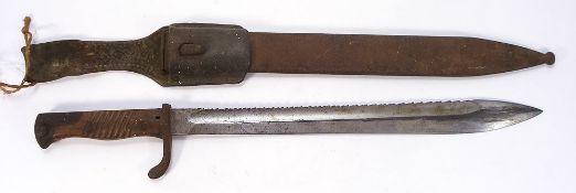 An Imperial German Mauser 98/05 sawback bayonet by Simson & Co, Shul:,