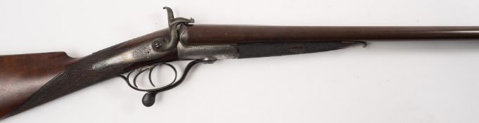 A 12-bore double barrel underlever pinfire shotgun by Thomas Newton, Manchester:, No 1403,