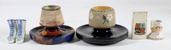 A group of nine 19th century and later porcelain vesta holders:,
