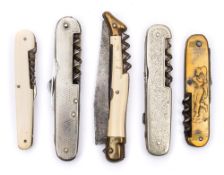 A Laguiole pocket knife with corkscrew:,