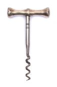A nickel plated 'T'- handle corkscrew for the Elder Dempster Lines:,