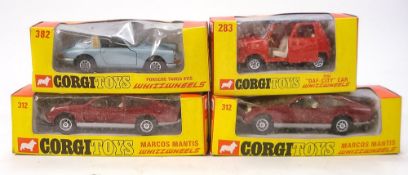Corgi: a boxed group of four, No 382 Porsche Targa 911S,