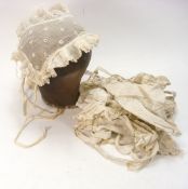 A collection of 19th century and later cotton and lace bonnets and nightcaps: (a lot)