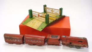 A Hornby O gauge No 1 level crossing:, boxed,