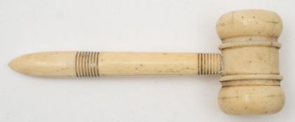 An early 20th century ivory gavel:,