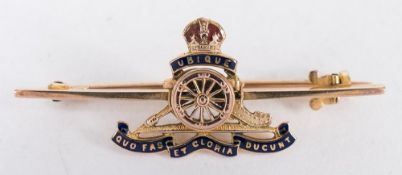 A 9ct gold and enamel Royal Artillery sweetheart brooch:, 3.
