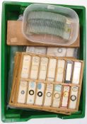 A collection of early 20th century microscope slides:, various biological,