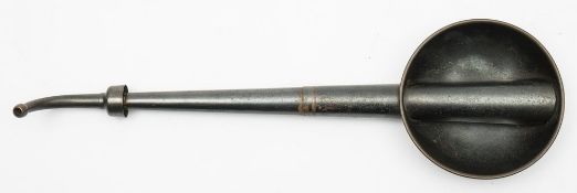 A late 19th/early 20th century lacquered brass hearing trumpet:, 45cm long.
