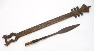 An African witch doctor's carved stick, possibly formerly part of a kora:,
