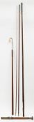 A two piece greenheart rod in an oak and iron rod box:,