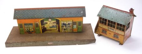 Hornby/Meccano an OO/HO scale tinplate lithograph 'Windsor' signal box and a platform:,