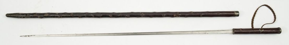 An Edwardian silver mounted swordstick:,