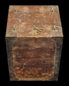 A 19th century Russian teak and iron bound food/provisions storage box:,