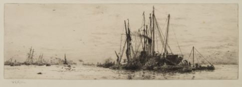William Lionel Wylie [1851-1931]- Collier on The Medway,:- etching,
